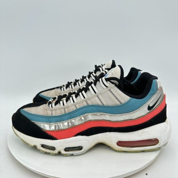 Nike Air Max 95 Men Size 10.5 CW5451-100 White Black Cerulean Training Shoes - Picture 1 of 11